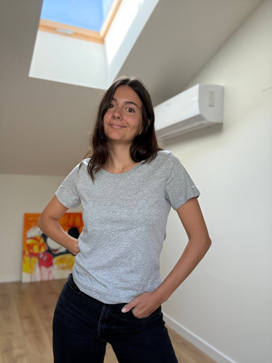 Camiseta Escote Amplio de Algodón Orgánico Mujer